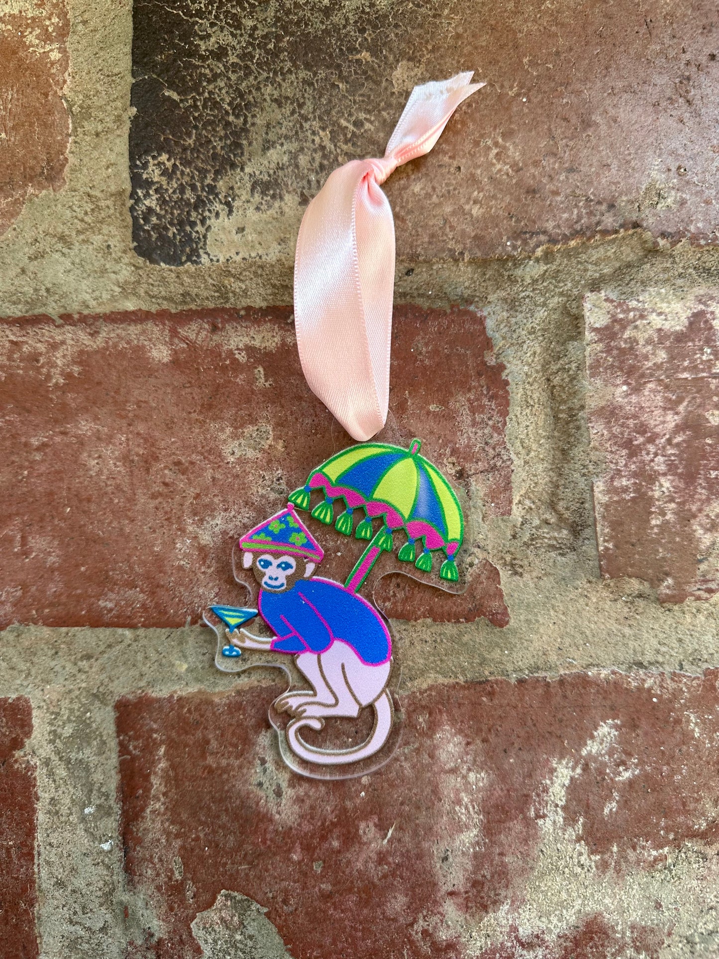 Martini Monkey Acrylic Ornament