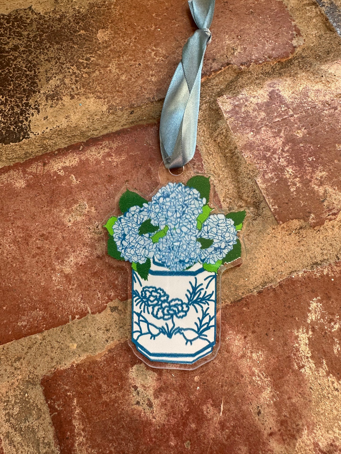 Blue Hydrangeas in Ginger Jar Acrylic Ornament