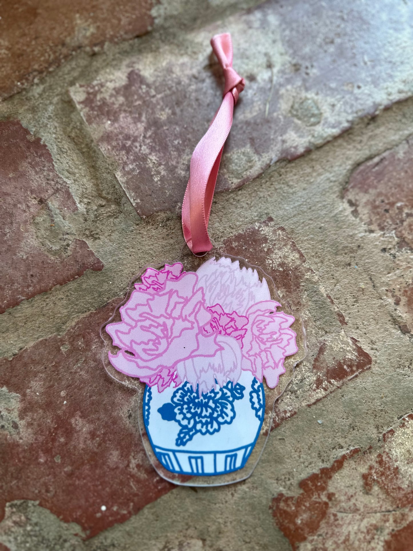 Peony in Ginger Jar Acrylic Ornament