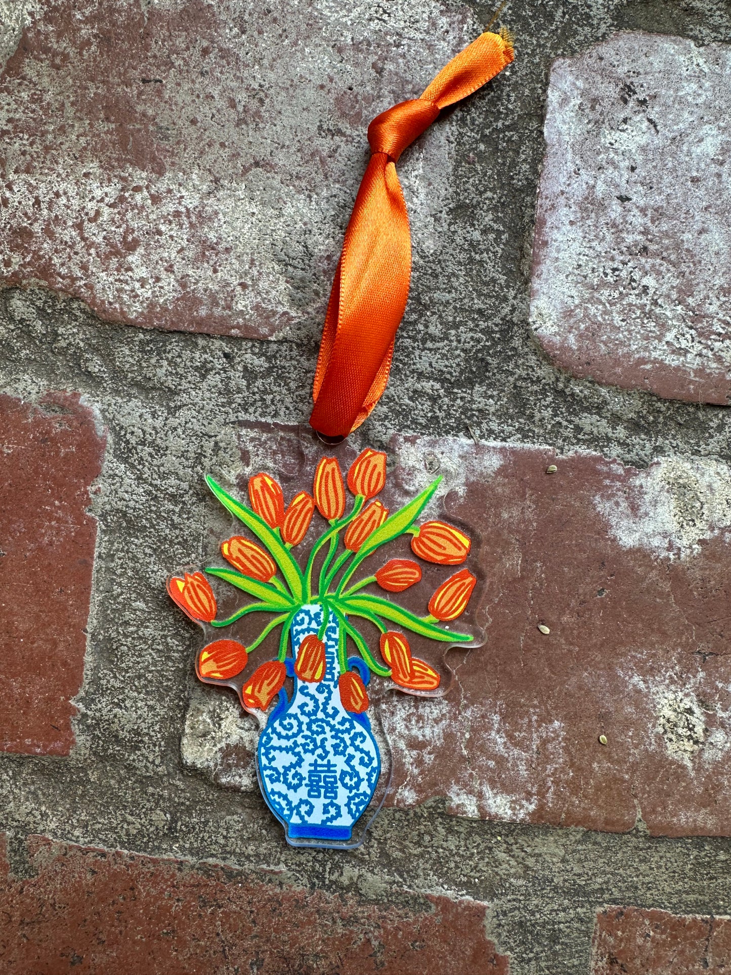 Tulips in Chinoiserie Vase Acrylic Ornament