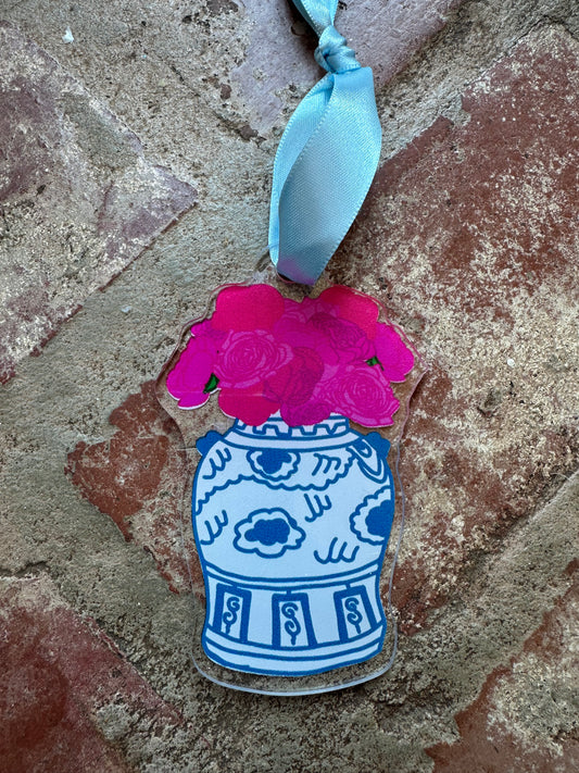 Ginger Jar with Ranunculus Ginger Jar Acrylic Ornament