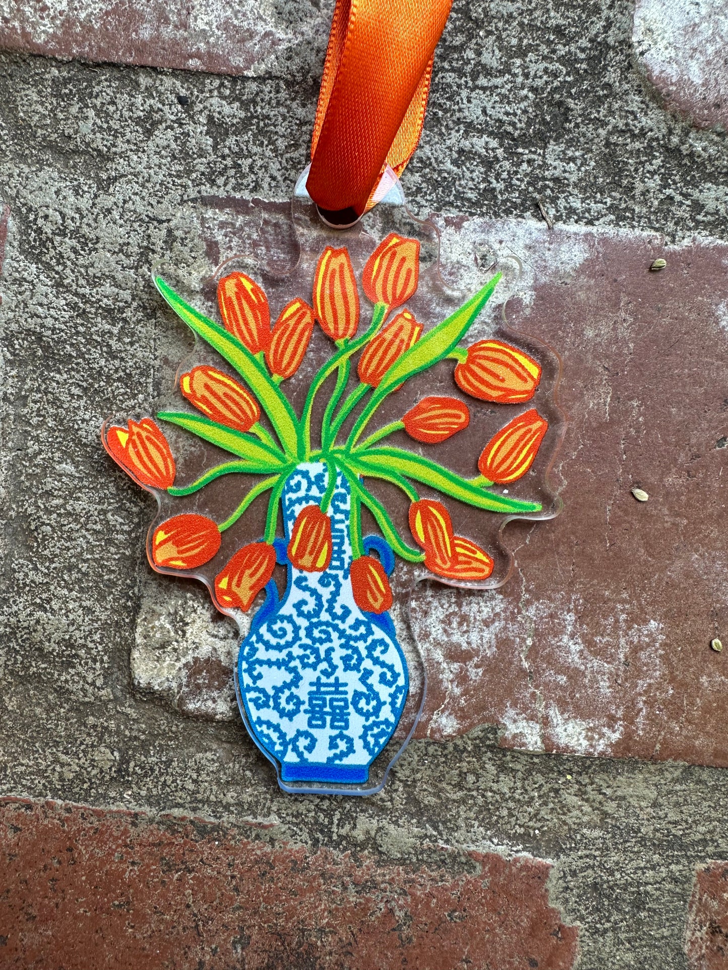 Tulips in Chinoiserie Vase Acrylic Ornament